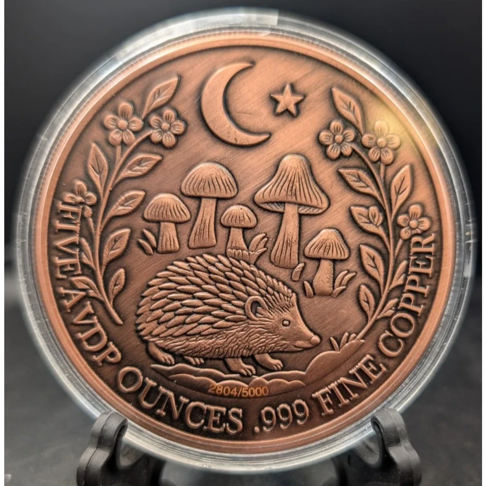 5 oz .999 Fine Copper Round Hedgehog Limited Edition 2804/5000 Estate Find - Picture 4 of 4